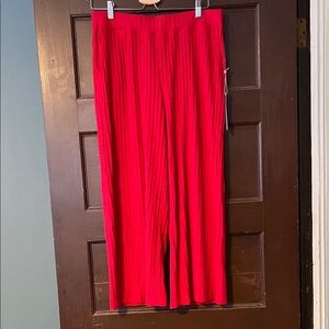 Liz Claiborne Red Ribbed Knit Wide-Leg Pants NWT
